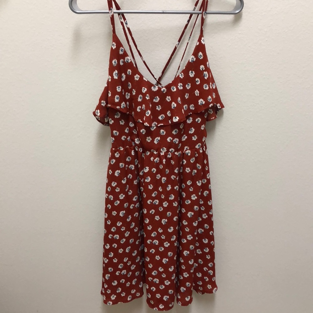 Burnt orange floral dress